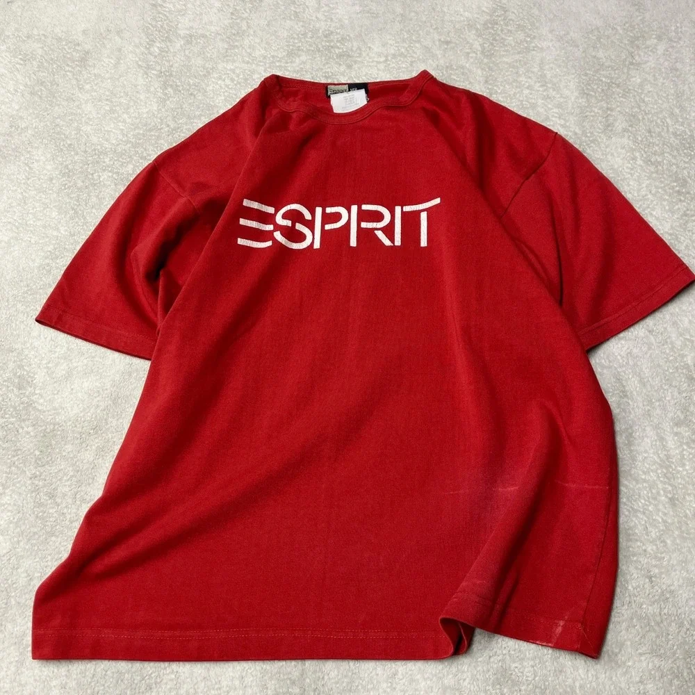 Vintage 90s ESPRIT T-Shirt Spellout Logo Short Sleeve Crew Neck Y2K Mens Large